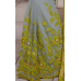 Superb Grey Colored Embroidered Chiffon Net Saree